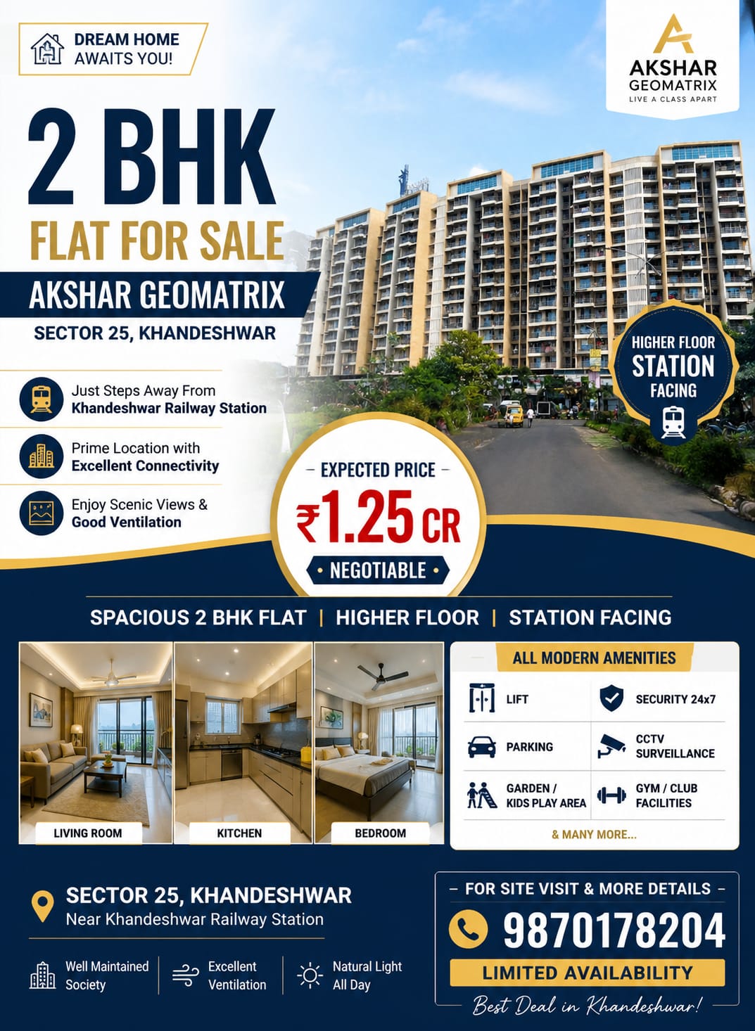 2 BHK Flat for Sale in Akshar Geomatrix, Sector 25 Khandeshwar - Image 1